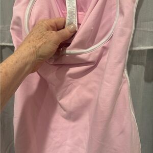 ALO Yoga Light Pink Tank with White Trim